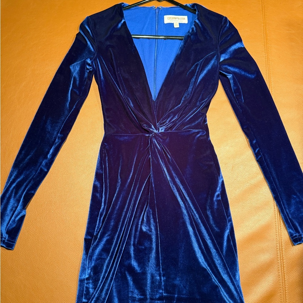 Cosmopolitan Royal Blue Velvet Long sleeve dress